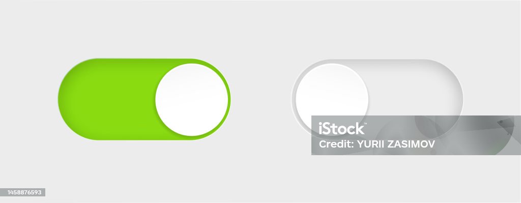 On And Off Toggle Switch Buttons Material Design Switch Buttons Set ...