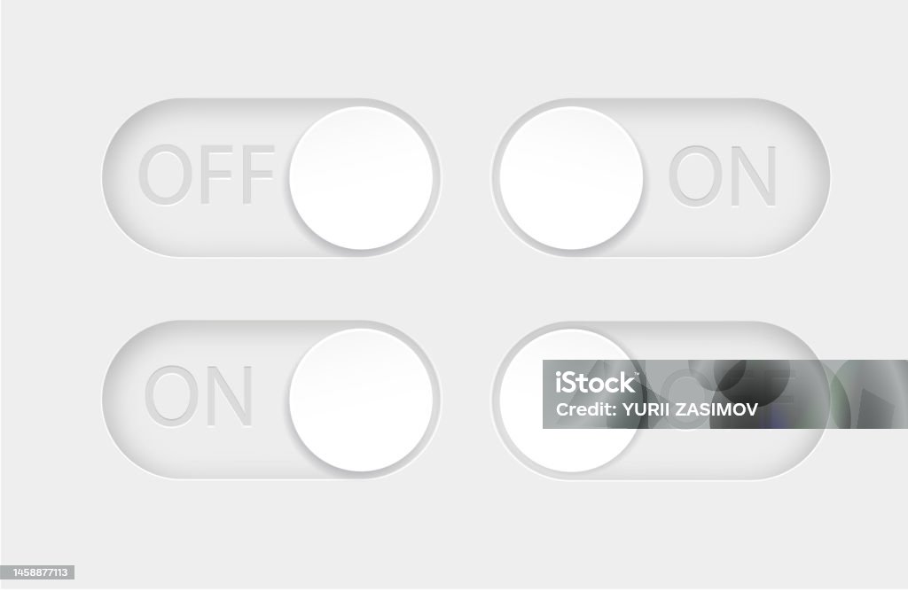 On And Off Toggle Switch Buttons Material Design Switch Buttons Set ...