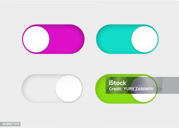 On And Off Toggle Switch Buttons Material Design Switch Buttons Set ...