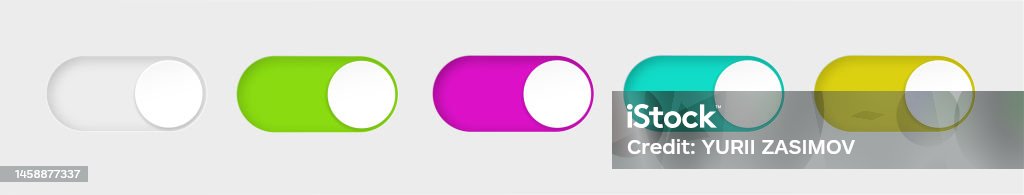 On And Off Toggle Switch Buttons Material Design Switch Buttons Set ...