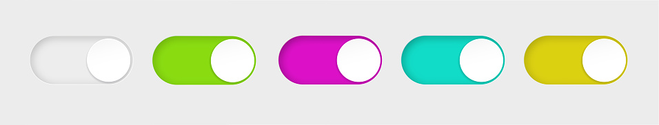 On And Off Toggle Switch Buttons Material Design Switch Buttons Set ...