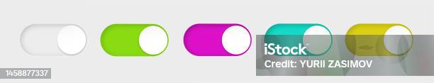 On And Off Toggle Switch Buttons Material Design Switch Buttons Set ...