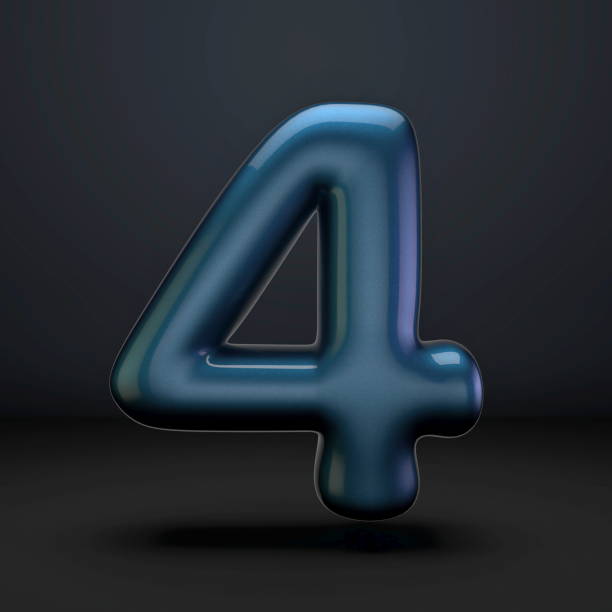 istock Dark blue shiny font Number 4 FOUR 3D 1458877531