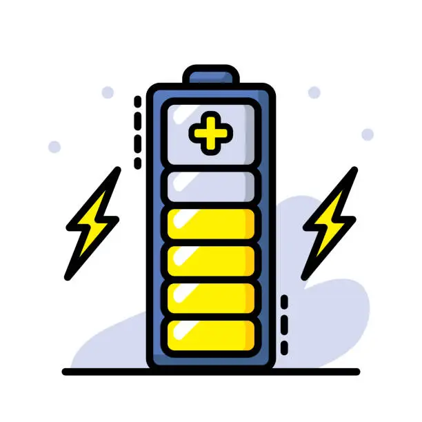 Vector illustration of Battery Charge Icon Line Art