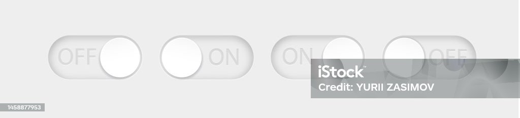 On And Off Toggle Switch Buttons Material Design Switch Buttons Set ...