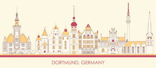 Vector illustration of Cartoon Skyline panorama of city of Dortmund, Germany