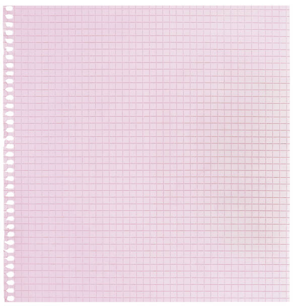 sfondo della pagina del quaderno a spirale controllato, vecchio rosa a scacchi anello raccoglitore foglio piatto giace a4 spazio di copia, blocco note matematico verticale quadrato, strappato isolato vuoto blocco note blocco di note, metafora del concetto  - note pad book spiral notebook ring binder foto e immagini stock