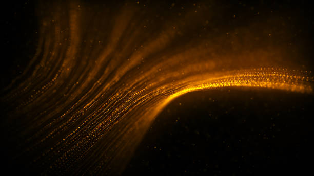 istock Beautiful Golden Particles Wave and light abstract background 1458903335