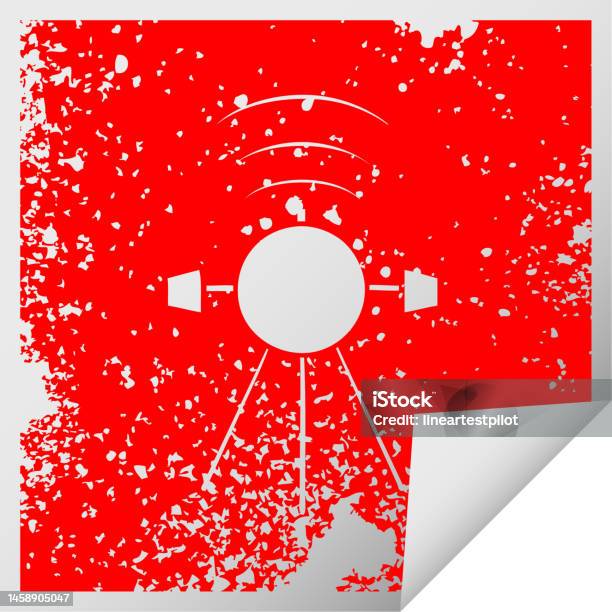 Rvus Sticker Distressed Square Peeling Sticker Symbol Of A Satellite Stock ...