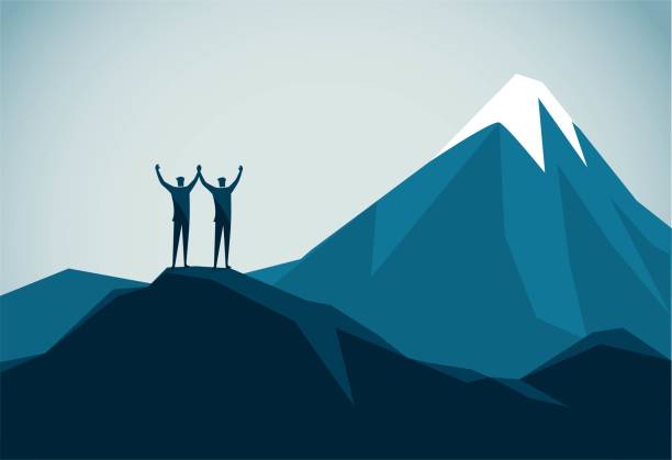 teamwork, um zu gewinnen - mountain climbing climbing mountain clambering stock-grafiken, -clipart, -cartoons und -symbole