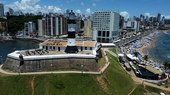 salvador, bahia, brazil - january 15, 2023: view of fort of Santo Antonio, better known as Farol da Barra in the city of Salvador.
