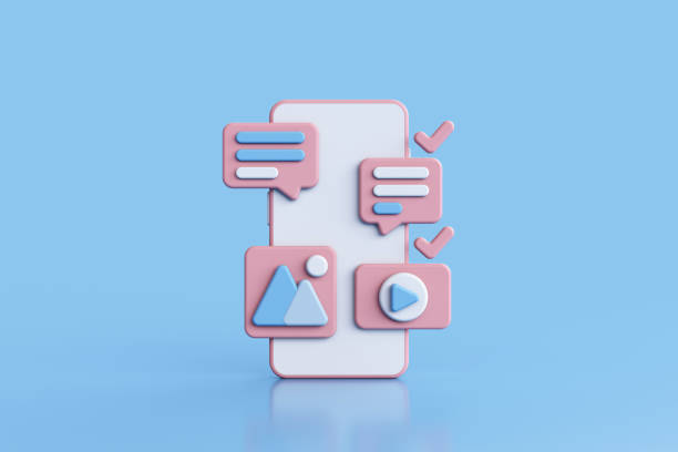 3D Social media platform, online social communication applications concept