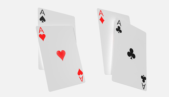 Poker cards. Winning combination in cards. Full house in hand. Card game.