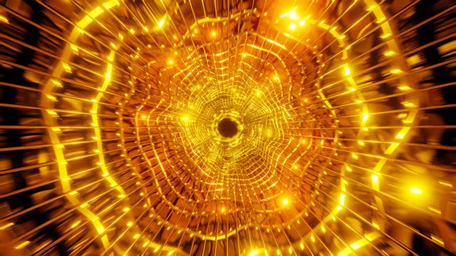 luxury golden shine lighting tunnel vj loop background