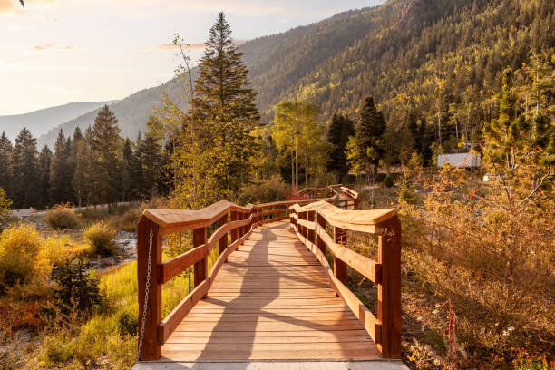 boardwalk in taos ski valley, new mexico - taos imagens e fotografias de stock