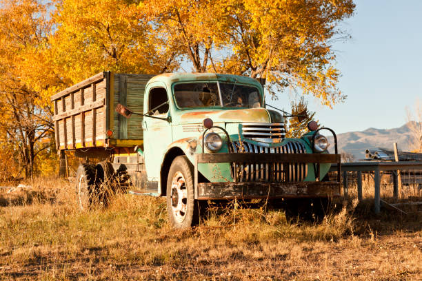 Old truck in El Prado, Taos County, New Mexico stock photo
