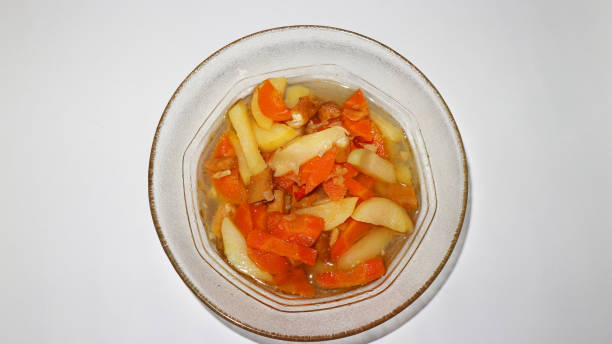 capcay dishes with healthy vegetable potatoes and carrots stock photo