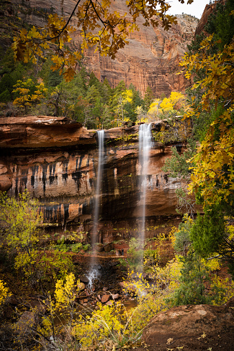 One of Zion National Park's Waterfalls in Autumn