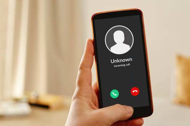 Incoming suspected spam call concept stock photo
