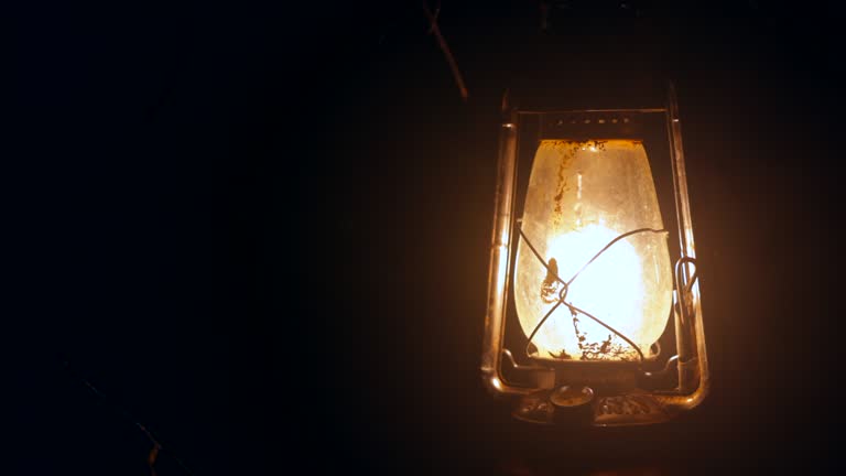 Old Lantern Illuminated at Night