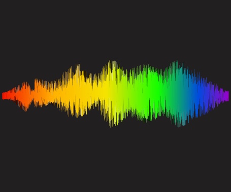 Isolated audio wave equalizer in rainbow color for LBGT gay allies in the black background