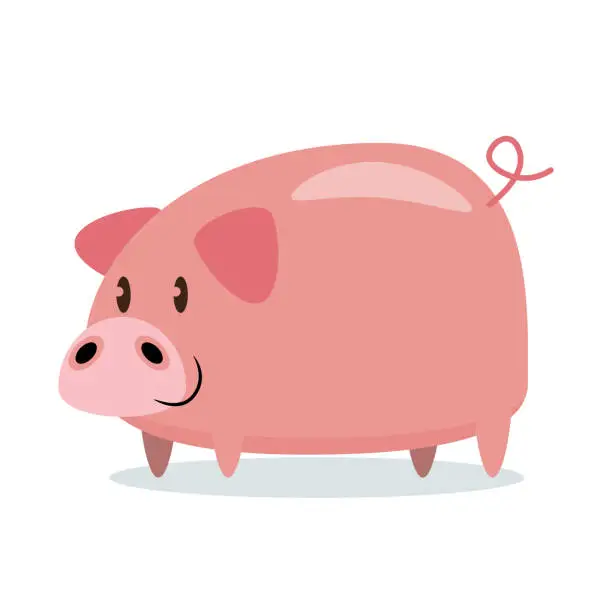 Vector illustration of pig cartoon character vector illustration