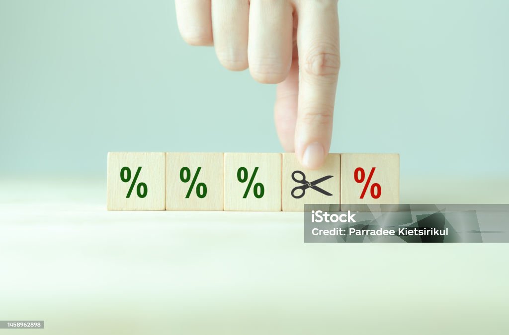 Cutting losses concept. Cut or eliminate the loss of the red percentage to protect gains, limit losses on a security position. Investment strategy used in trading and investing. Financial management Analyzing Stock Photo