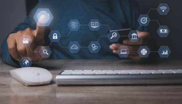 istock Fingerprint scanner futuristic digital processing of biometric identification. 1458964286