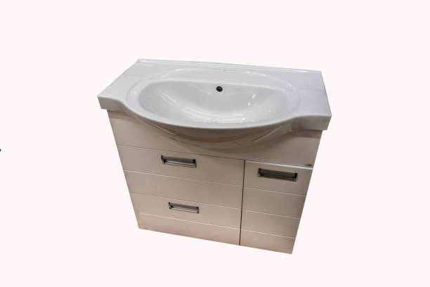 istock Ceramic shell for bathroom and wardrobe under the sink, furniture 1458964611