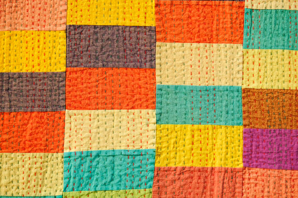 Godhadi (Blanket) Is A Traditional Hand Stitched handmade quilt from Maharashtra, India. Godhadi (Blanket) Is A Traditional Hand Stitched handmade quilt from Maharashtra, India. village maharashtra stock pictures, royalty-free photos & images