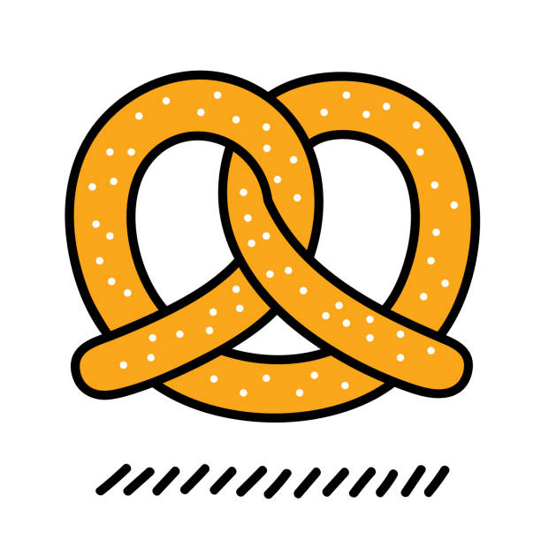 ilustraciones, imágenes clip art, dibujos animados e iconos de stock de pretzel doodle 6 - comida alemana