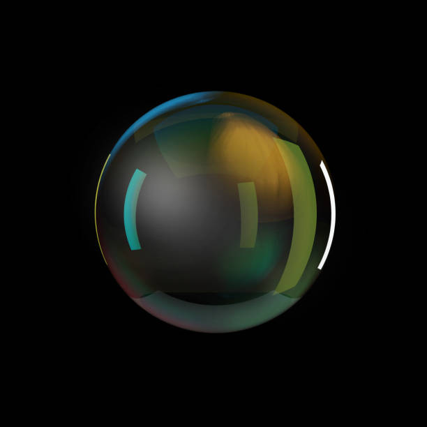 istock Glass ball on black background 1458968015