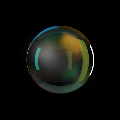 Glass ball on black background
