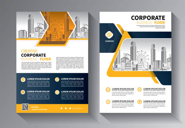 design brochure flyer business template Business abstract vector template. Brochure design, cover modern layout, annual report, poster, flyer in A4 with colorful triangles, geometric shapes for tech, science, market with light background flyer leaflet stock illustrations