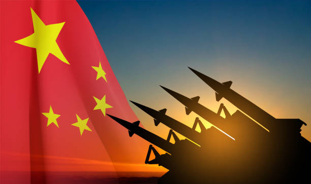 istock The missiles are aimed at the sky with China flag 1458973575