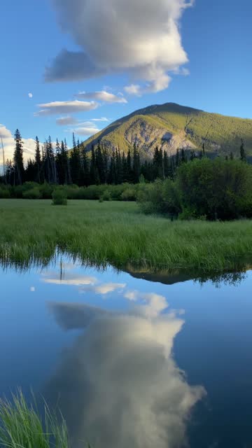 Vermilion Lakes and Mount Rundle in Summer, Banff, Alberta, Canada