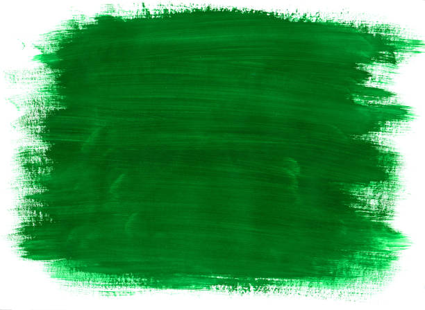 istock Big Matt Green Grunge spot on white background. Wide brush strokes are hand drawn horizontally 1458980182