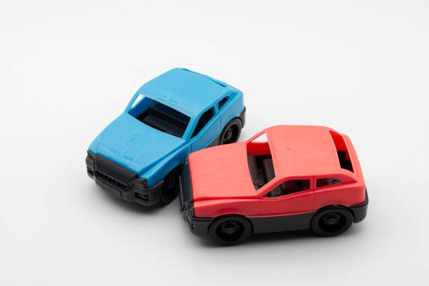 istock Car accident scene isolated on white background. Car crash concept. 1458982288