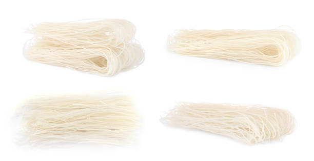 istock Set with dried rice noodles on white background. Banner design 1458983581