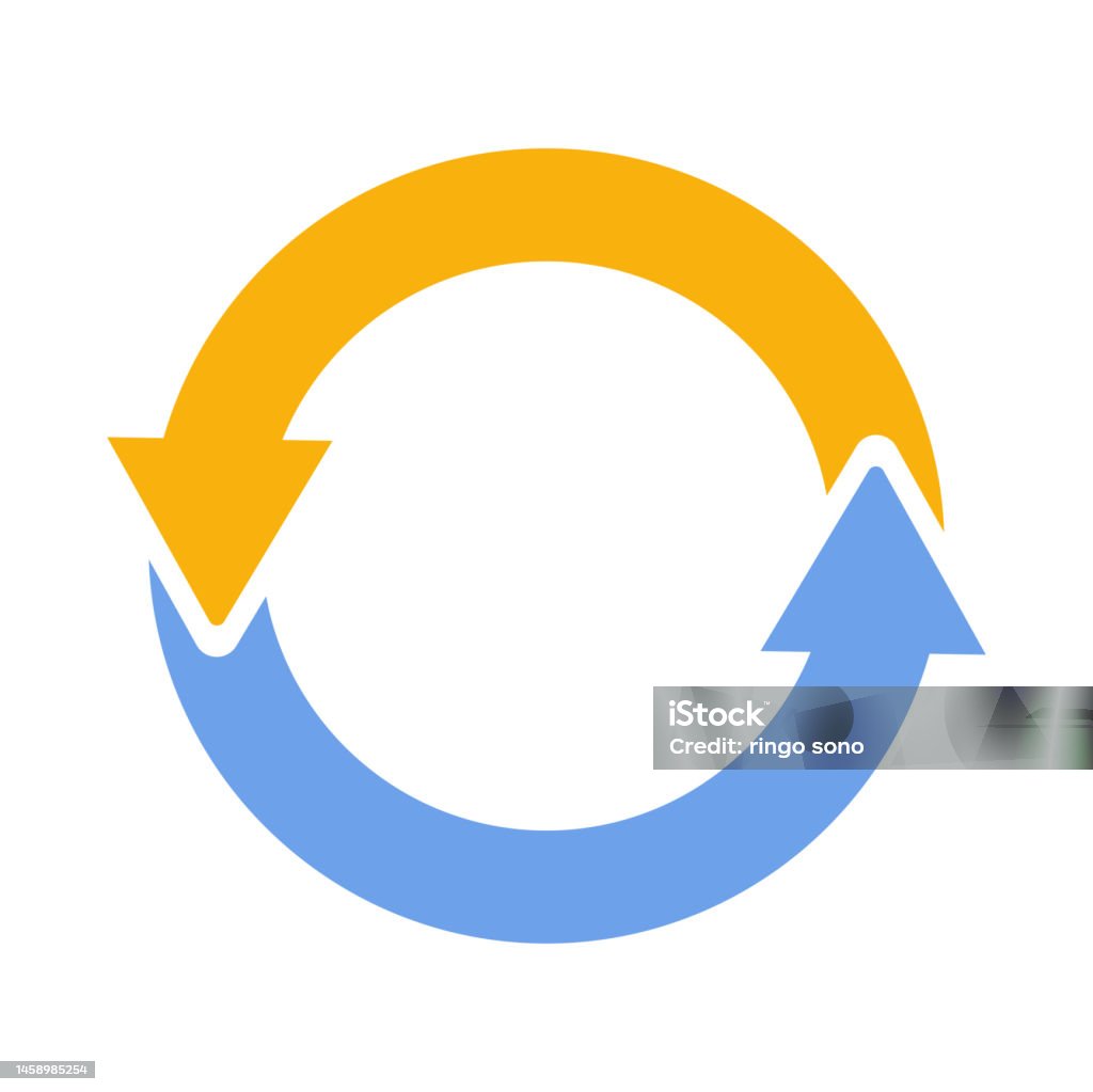 Yellow Rotation Arrows Yellow And Blue Round Rotating Arrows Easytouse Vector Data Stock ...