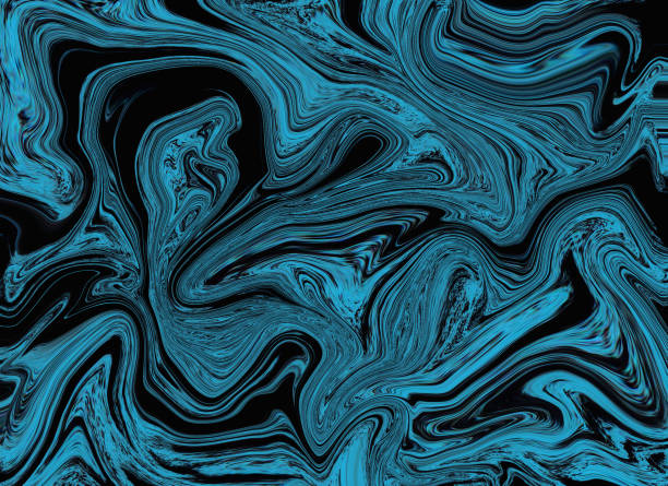 istock Abstract black and blue liquid  texture background. Oil painting style 1458986306