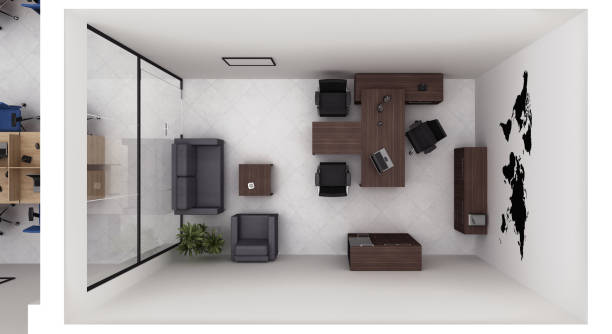 istock VIP office furniture top view 3D rendering 1458989072