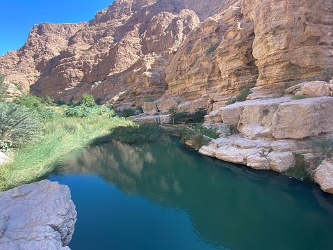 Hiking trip to the beautiful wild nature of Wadi Shab in Oman