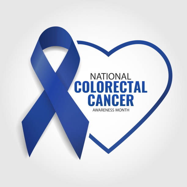National Colorectal Cancer Awareness Month. Vector illustration of National Colorectal Cancer Awareness Month. Banner with dark blue ribbon colorectal cancer stock illustrations