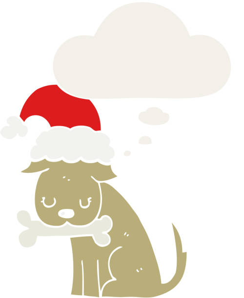 istock cute christmas dog with thought bubble in retro style 1458998555