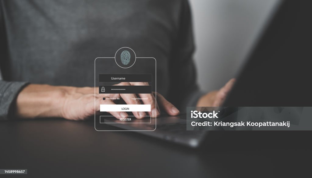 Scan User Using Laptop With Fingerprint Scan Or Biometric Authentication Virtual ...