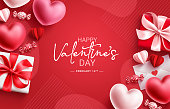 istock Valentine's day vector design. Happy valentine's day text with heart balloons, gift box and candy elements. 1459001387