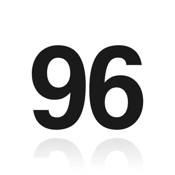 Vector illustration of 96 - Number Ninety-six. Icon with reflection on white background