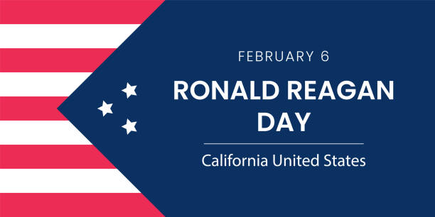 2월 6일, 로널드 레이건의 날, 캘리포니아 미국 배경 벡터 플랫 스타일. 포스터, 표지, 웹, 소셜 미디어 배너에 적합합니다. - ronald reagan stock illustrations
