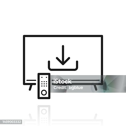 istock Download on TV. Icon with reflection on white background 1459003332